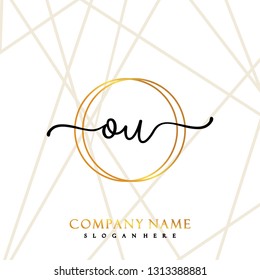 OU Initial Handwriting logo template vector