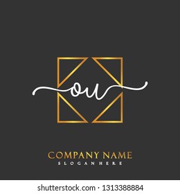 OU Initial Handwriting logo template vector