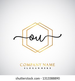 OU Initial Handwriting logo template vector