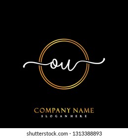 OU Initial Handwriting logo template vector