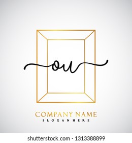 OU Initial Handwriting logo template vector