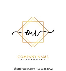 OU Initial Handwriting logo template vector