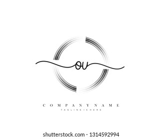 OU initial handwriting logo template vector