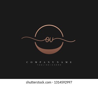 OU initial handwriting logo template vector