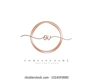 OU initial handwriting logo template vector