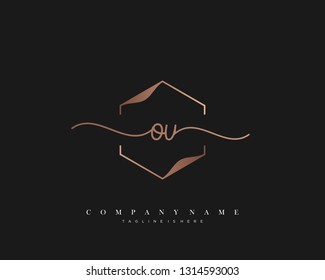 OU initial handwriting logo template vector