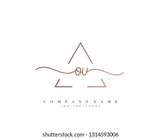 OU initial handwriting logo template vector