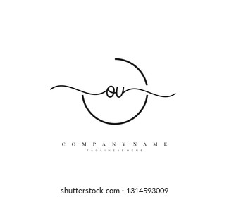 OU initial handwriting logo template vector