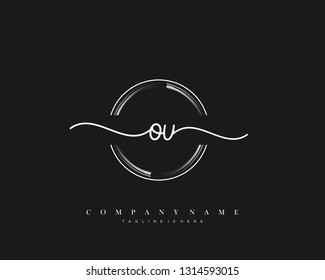 OU initial handwriting logo template vector