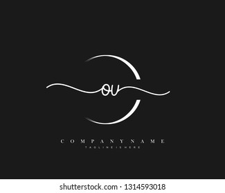 OU initial handwriting logo template vector