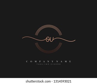 OU initial handwriting logo template vector