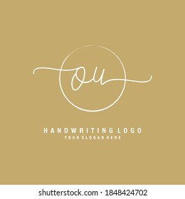 OU Initial handwriting logo template vector