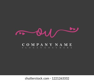 OU Initial handwriting logo vector