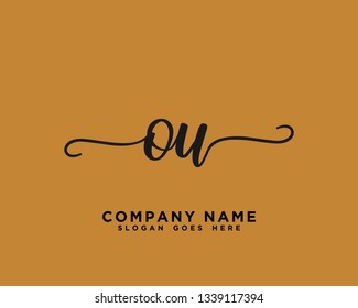 OU Initial Handwriting Logo Vector