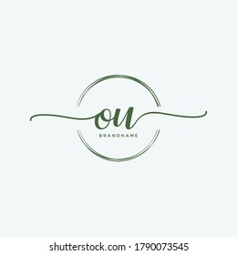 OU Initial handwriting logo vector