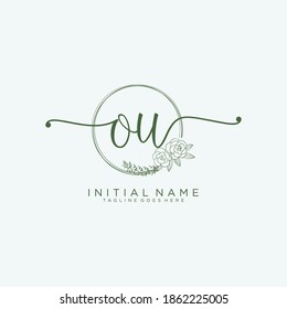 OU Initial handwriting logo vector