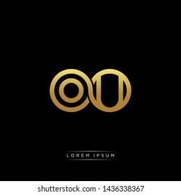 OU initial letter linked circle capital monogram logo modern template