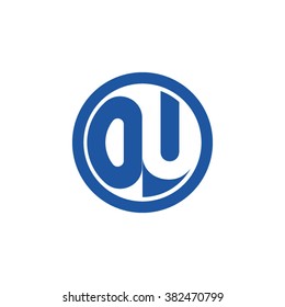 OU initial letters circle business logo blue