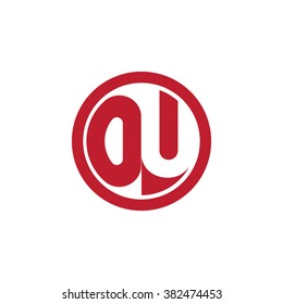 OU initial letters circle business logo red