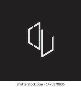 OU Initial Letters logo monogram with up to down style isolated on black background