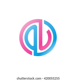 OU initial letters looping linked circle logo blue pink