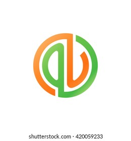 OU initial letters looping linked circle logo orange green