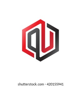 OU initial letters looping linked hexagon logo red black