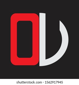 OU Initial Logo design Monogram Isolated on black background