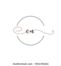 OU Initial Logo Handwriting template letter illustration