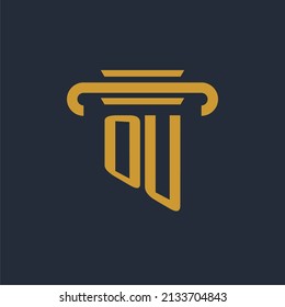 OU initial logo monogram with pillar icon design vector image