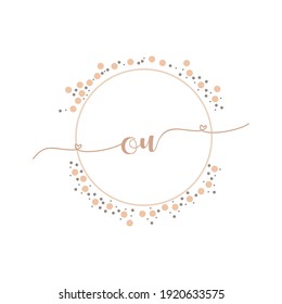 OU Initial monogram handwriting luxury illustration