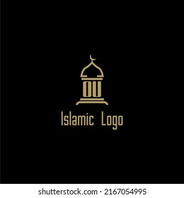 OU initial monogram for islamic logo with mosque icon design