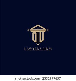 OU initial monogram lawfirm logo with pillar design