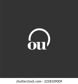 OU initial monogram logo with creative circle line design