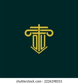 OU initial monogram logo design for law firm with pillar vector image