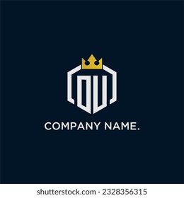 OU initial monogram logo design for hexagon style  crown elegant image