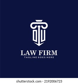 OU initial monogram logo lawfirm with pillar design