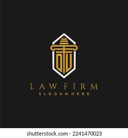 OU initial monogram logo for lawfirm with pillar in creative polygon design