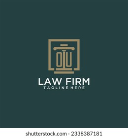 OU initial monogram logo for lawfirm with pillar design in creative square