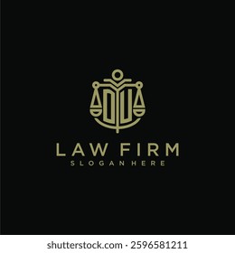 OU initial monogram logo for lawfirm with scale vector design