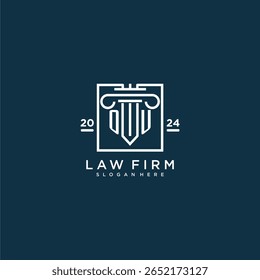 Logotipo do monograma inicial da UO para escritório de advocacia com design de pilares em quadrado criativo