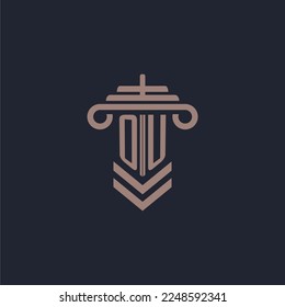 OU initial monogram logo with pillar design for law firm vector image