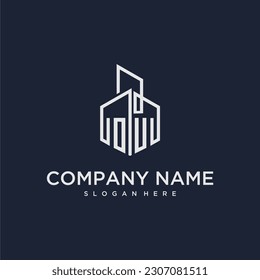 OU initial monogram logo for real estate with building style