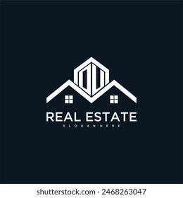 OU initial monogram logo for real estate with creative roof and home image design