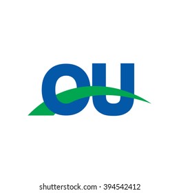 OU initial overlapping swoosh letter logo blue green