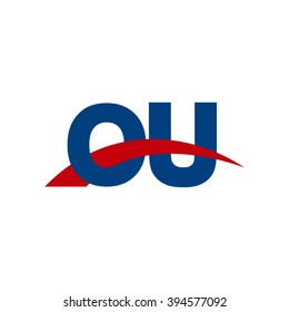 OU initial overlapping swoosh letter logo blue red