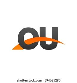 OU initial overlapping swoosh letter logo black orange