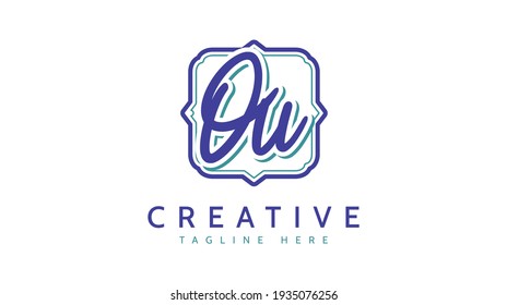 OU Initials, handwriting logo vector