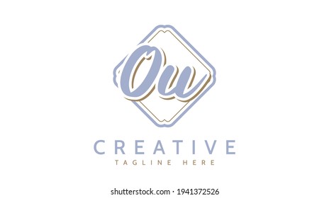 OU Initials, handwriting logo vector