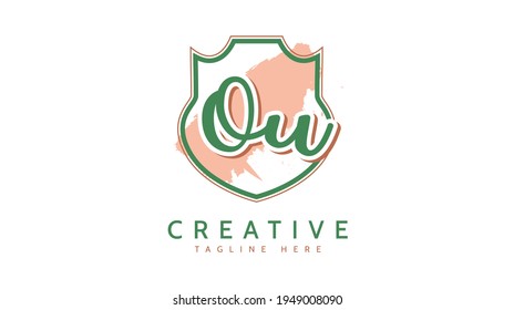 OU Initials, handwriting logo vector